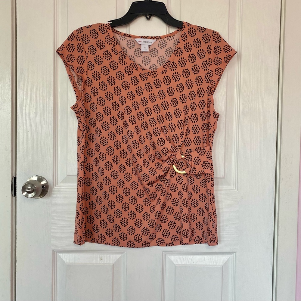 NEW Liz Claiborne Patterned V-neck Blouse size medium